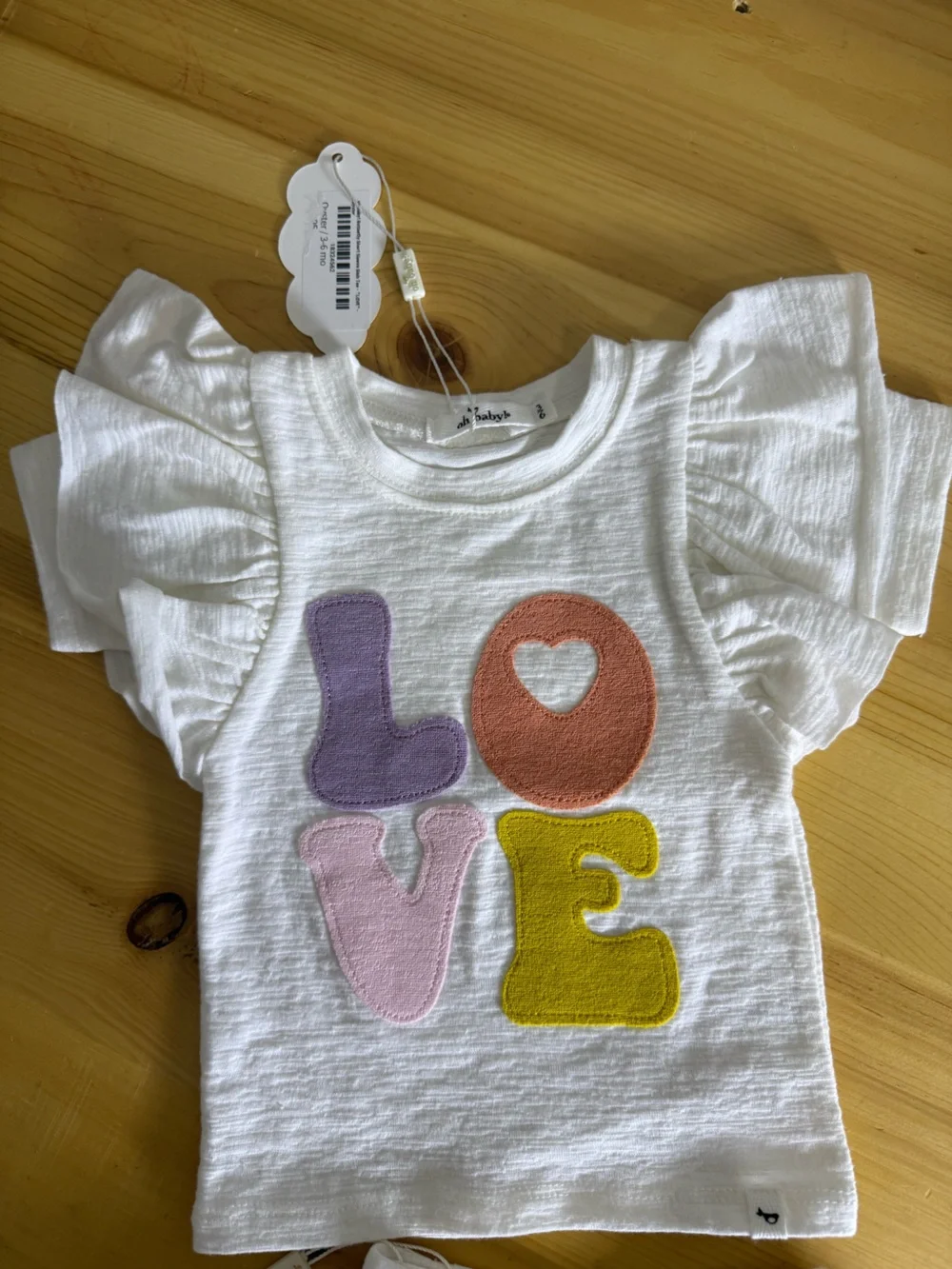 NWT oh baby! 2 Piece Girls Slub LOVE Shirt and TUTU Skirt Sunny Mix Set 3-6month